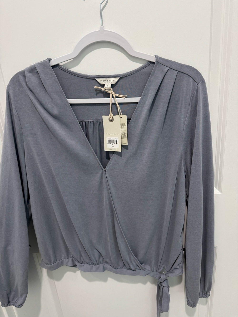 Lucky Brand Women's Gray Wrap-Style Long Sleeve Top NWT